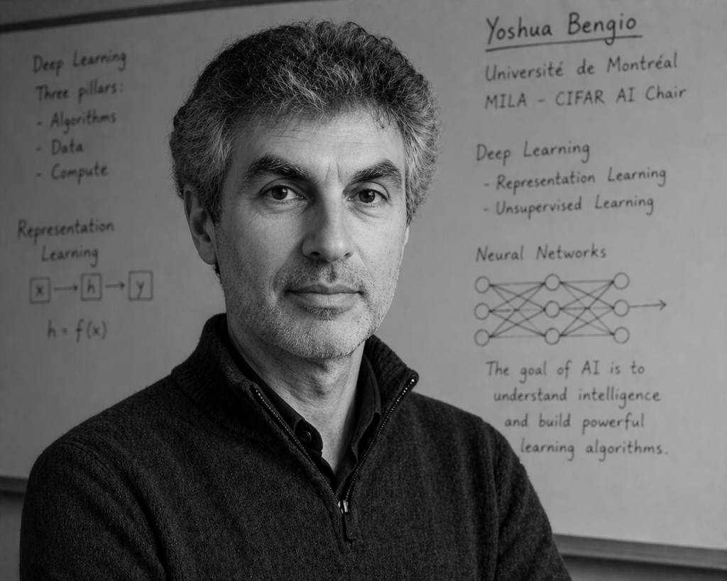 Image de Yoshua Bengio, le pionnier qui alerte sur sa propre création, générée par l’IA